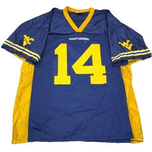 Vintage West Virginia Mountaineers Jersey Men Large WVU 90s Y2K Blue Yellow USA
